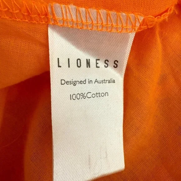 Lioness Eyelet Cutout High Neck Mini Dress Women's XL Orange Lace Party Cocktail - Picture 15 of 16